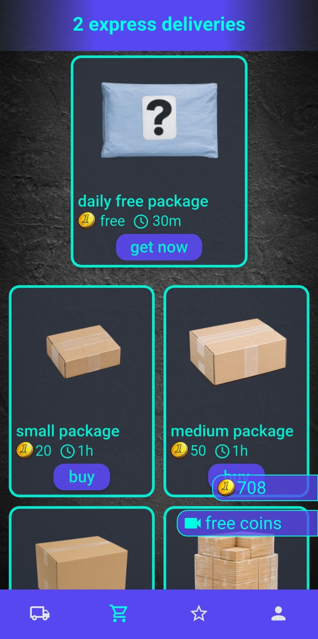 Parcel Hunt Shop mit Mystery-Paketen und virtuellen Coins